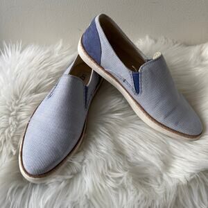 UGG Adley Blue Stripe Slip On Canvas Sneakers Shoes Size 8